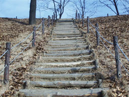 Wooden steps to Mongch'on fortress 