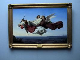Painting showing woman being taken to heaven