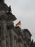 Corrner of Reichstag, showing scrollwork on columns