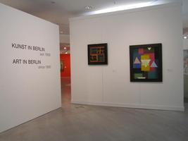 Entrance to “Art in Berlin since 1900”; multicolored geometric painting at right