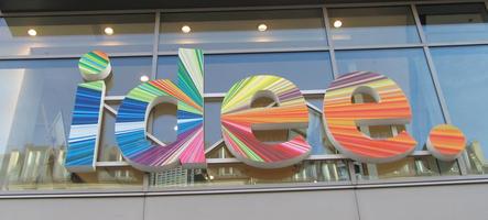 sign in colors with rainbow colors in radial arrangement