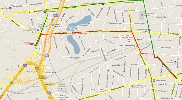 map showing path from Olivaer Platz to Berlin Messe