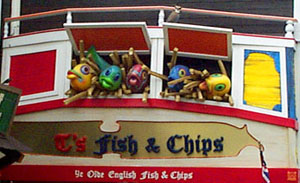 [Fish & Chips sign]