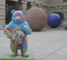 Painted with abstract design; in front of Univ. of DC, Van Ness campus