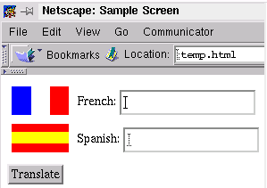 Screenshot of HTML page