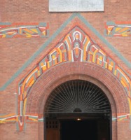 colored mosaic on door