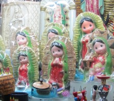 statuettes of Virgin Mary with wide eyes