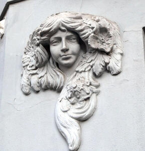 relief bust young woman with long hair