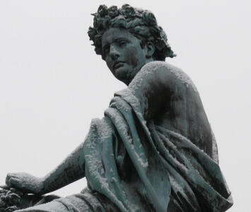 light snow dusting on statue