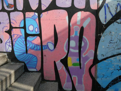 graffiti with cartoon robots
