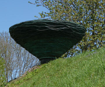 green conical sculpture