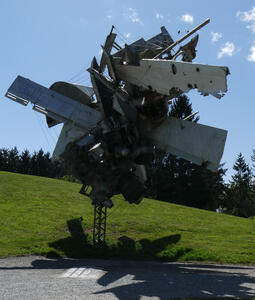 sculpture made of plane parts