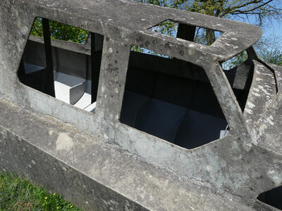 closeup concrete ship hull