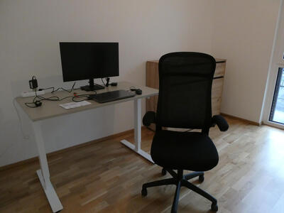office desk chair and cabinet