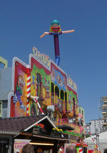 midway with inflatable tube clown