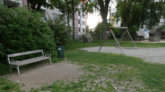 bench and swing set