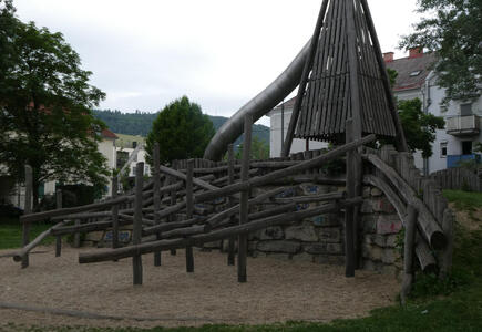 wooden climbing structure