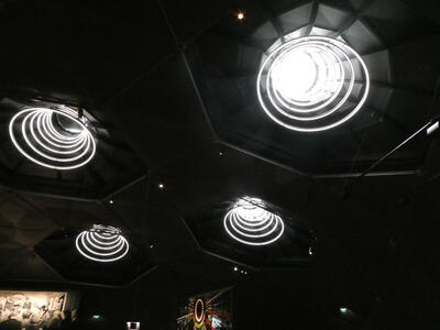 windows on roof of museum