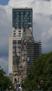 Old church among new buildings