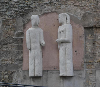 statues outside church