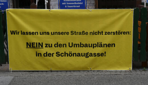 Wir lassen uns unsere Straße nicht zerstören: NEIN zu den Umbauplänen in der Schönaugasse!