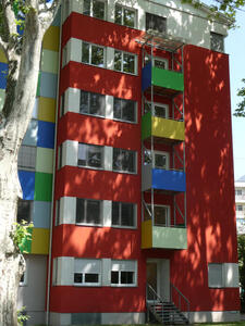 colorful apartment balconies