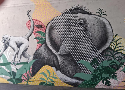 mural monkey and baboon