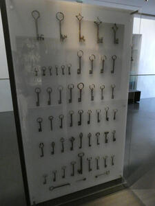 display of antique keys