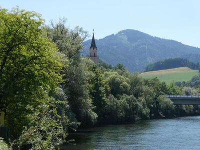 landscape with church in background