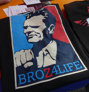 T-shirt with picture of Josip Broz Tito and caption Broz4Life
