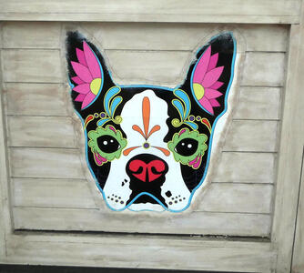 painting of dog in mexican folk style