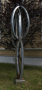 metal sculpture with oval hoops