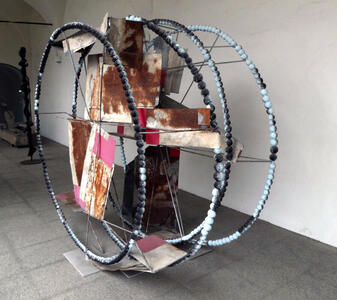 large wheel-like sculpture