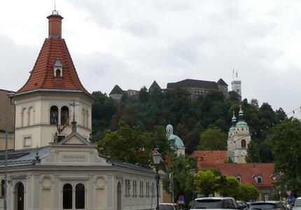 Old building at front, castle in background
