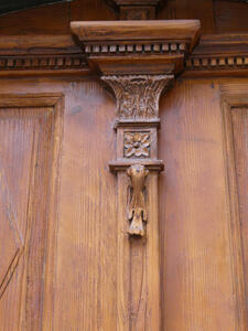 wooden decoration on door