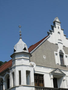 church with white and gray facade