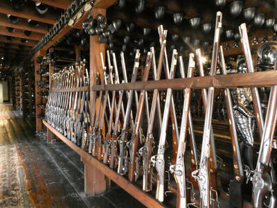 Rack of relatively more modern rifles