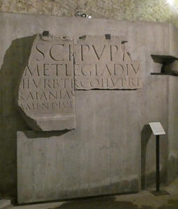 Part of a wall with Latin inscription on it