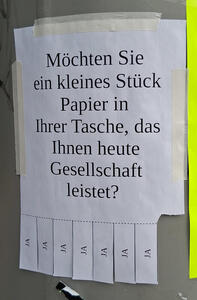 Möchten Sie ein kleienes Stück Papier in Ihrer Tasche, das Ihnen heute Gesellschaft leistet?