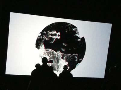 Abstract 3_d shape to be viewed with red/blue glasses.