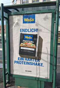 Wasa / Endlich! / [picture of Wasa Protein+ package] / Ein harter Proteinshake.