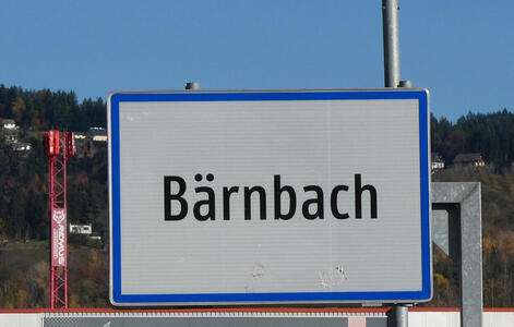 City limits sign with the word Bärnbach