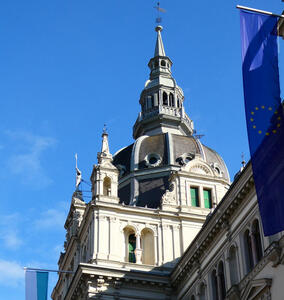 Congress Center, showing flags