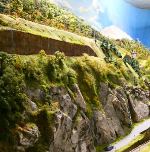 Rock face near tracks