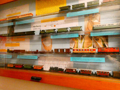 Display case of model rail cars