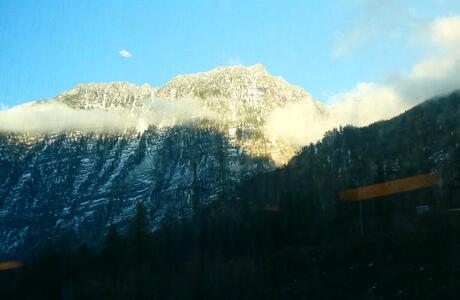 Mountain with cloud layer near top