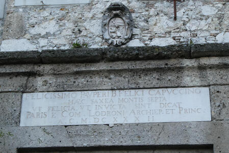 Plaque at entrance to Capuchin monastery, dated 1632.