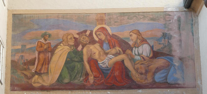 Painting of pieta scene