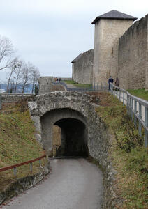 Stone arch that lets a road pass through