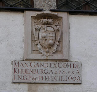 Plaque with shield; Latin inscription is dated 1669